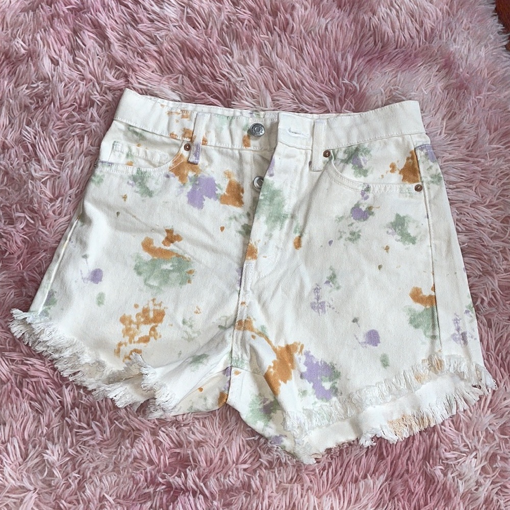 NWT tie-dyed high rise denim shorts